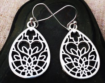 Filigree, orecchini in argento sterling 925, peso leggero, lacrime