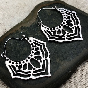 Boho Teardrop Hoops - Bohemian Hoop Earrings - Silver Boho Hoop Earrings - Boho Hoop Earrings - Silver Teardrop Hoops - Boho Gifts For Her