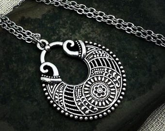 Dainty Boho Necklace - Ethnic Silver Necklace - Boho Pendant Necklace - Silver Bohemian Necklace - Silver Boho Necklace - Boho Jewelry Gifts
