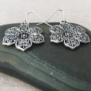 SALE Big Flower Earrings Flower Jewelry Gifts Floral Filigree Earrings Flower Statement Earrings Filigree Flower Jewelry image 5