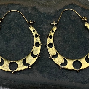 Moon Phase Hoops - Gold Moon Hoops - Crescent Moon Hoops - Full Moon Earrings - Gold Celestial Earrings - Gold Moon Earrings - Gifts For Her