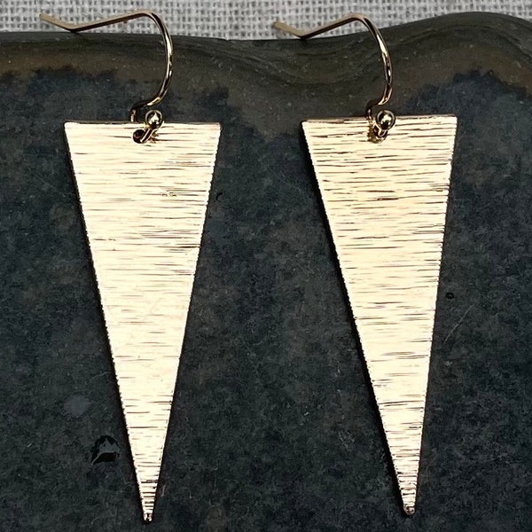 SALE - Gold Triangle Earrings - Modern Gold Earrings - Gold Geometric Earrings - Minimalist Gold Earrings - Gold Dangle Drop Earrings