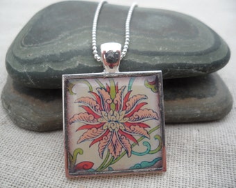 SALE - Pink Floral Pendant - Flower Necklace - Pink Jewelry - Wildflower Jewelry - Botanical Jewelry