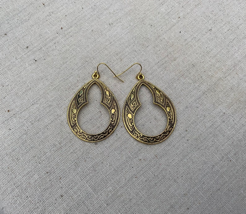 SALE Gold Ethnic Earrings Gold Boho Earrings Large Gold Earrings Gold Moroccan Earrings Gold Hoop Earrings Bohemian Hoops image 9