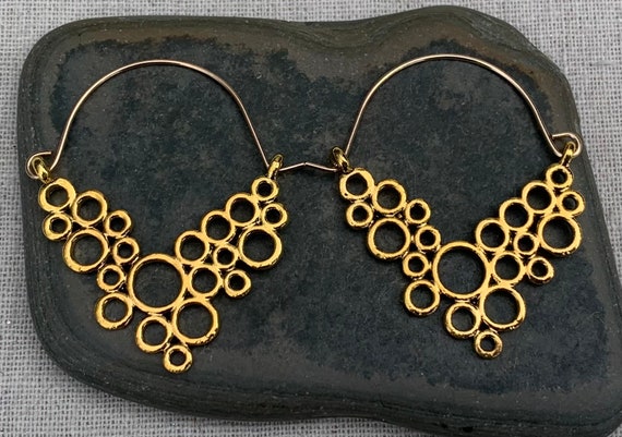 Gold Bubble Hoops - Geometric Gold Hoops - Modern Gold Hoops - Gold Hoop Earrings - Minimalist Gold Hoops - Modern Gold Jewelry