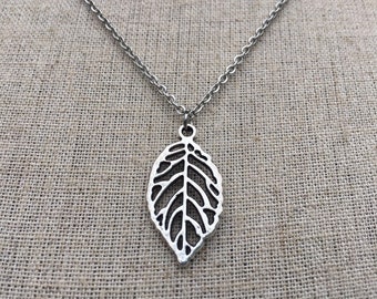 Bladzilver ketting - sierlijke blad ketting - blad sieraden geschenken - cadeaus voor haar - blad cadeaus voor haar - natuurliefhebber geschenken - bladhanger