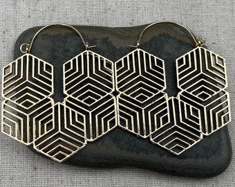 SALE - Modern Gold Hoops - Gold Geometric Hoops - Gold Statement Earrings - Large Gold Hoops - Gold Hoop Earrings - Big Gold Earrings