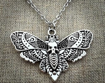 Collana Vintage In Stile Gotico Con Falena Della Morte Unisex Punk In Acciaio Inossidabile Con Ciondolo Teschio A Farfalla Regalo Di Gioielli Animali Dropshipping - Foto 4