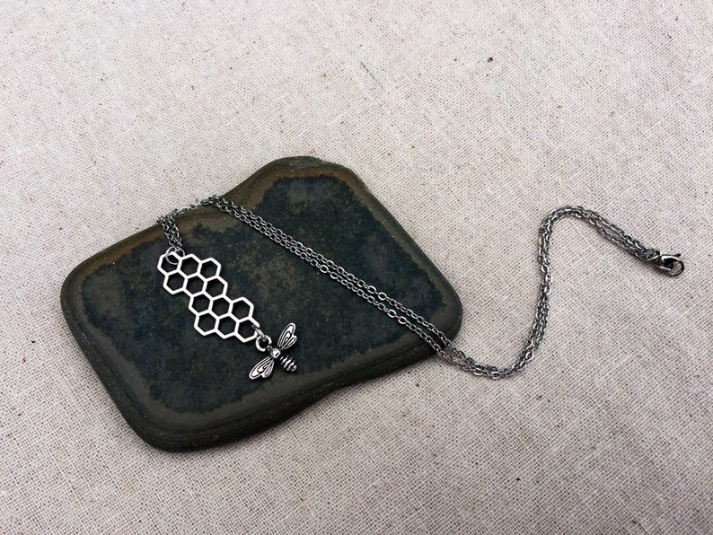 Bee Keeper Necklace Honeycomb Necklace SALE Bee Jewelry Gifts Bee Lover Jewelry Bee Necklace Honeycomb Bee Necklace