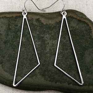 Minimalist Earrings - Geometric Earrings - Modern Earrings - Big Earrings - Silver Earrings - Long Earrings - Unique Mod Earrings