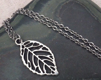 SALE - Cutout Leaf Pendant - Silver Leaf Necklace  - Leaf Jewelry Gifts - Silver Leaf Pendant - Nature Jewelry Gifts - Unique Leaf Necklace