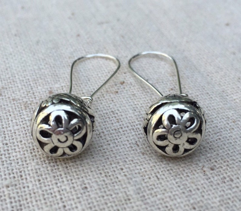 SALE Silver Ball Earrings Silver Bali Earrings Boho Dangle Earrings Bohemian Drop Earrings Silver Boho Earrings Bali Jewelry image 4