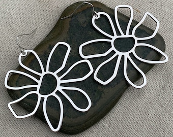 SALE - Huge Flower Earrings - Large Flower Earrings - Big Flower Earrings - Modern Flower Earrings - Statement Flower Earrings