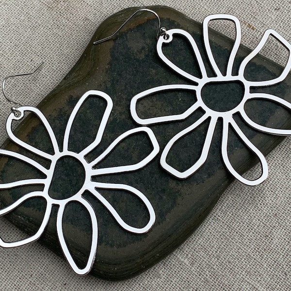 SALE - Huge Flower Earrings - Large Flower Earrings - Big Flower Earrings - Modern Flower Earrings - Statement Flower Earrings