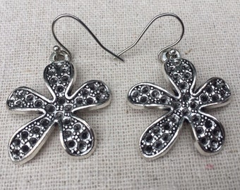 SALE - Big Flower Earrings - Boho Flower Earrings - Silver Flower Earrings - Unique Flower Earrings - Whimsical Flower Earrings