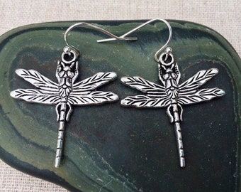 Collana libellula pietra di luna/orecchini gancio libellula/orecchini infila libellula opale, set di gioielli libellula in argento sterling S925, orecchini fortunati libellula