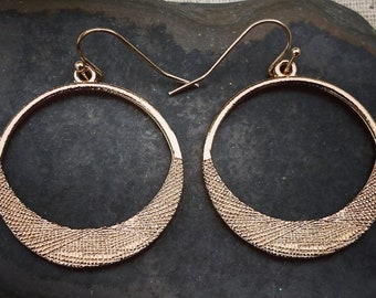 SALE - Gold Hoop Earrings - Modern Gold Earrings - Minimalist Gold Earrings - Gold Geometric Drop Earrings - Gold Circle Dangle Earrings