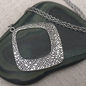 Statement Geometric Necklace - Big Silver Necklace - Modern  - Minimalist Pendant Necklace - Mod Silver Jewelry -  Gifts For Her