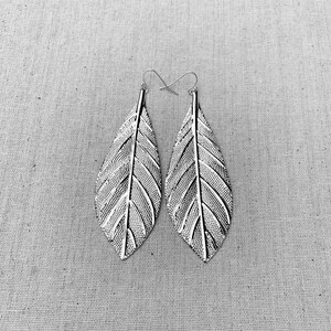 SALE Large Leaf Earrings Big Leaf Earrings Statement Leaf Earrings Boho Leaf Earrings Huge Leaf Earrings Silver Leaf Earrings image 9