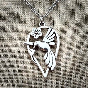 Silver Hummingbird Necklace - Hummingbird Pendant Necklace - Hummingbird Jewelry Gifts - Hummingbird Gifts - Gifts For Her - Gifts For Mom