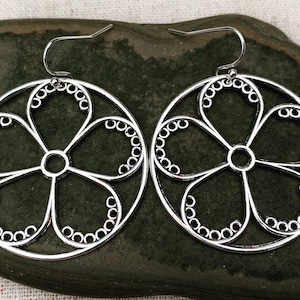Flower Dangle Earrings - Big Flower Earrings - Modern Flower Earrings - Large Flower Earrings - Mod Flower Earrings - Flower Jewelry Gifts