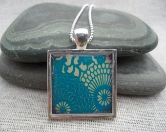 SALE - Blue Floral Necklace - Blue Flower Jewelry - Blue Jewelry Gifts - Unique Blue Pendant