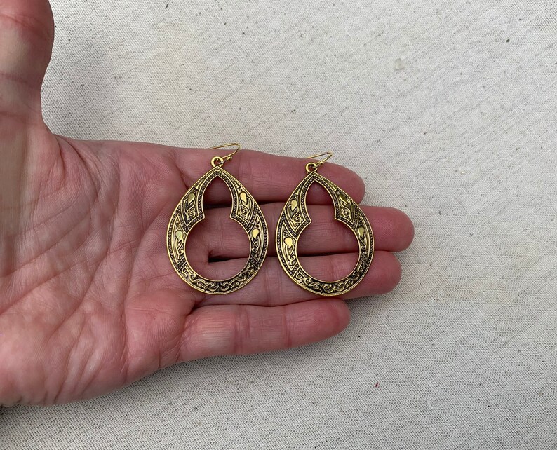 SALE Gold Ethnic Earrings Gold Boho Earrings Large Gold Earrings Gold Moroccan Earrings Gold Hoop Earrings Bohemian Hoops image 10