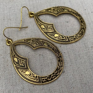 SALE Gold Ethnic Earrings Gold Boho Earrings Large Gold Earrings Gold Moroccan Earrings Gold Hoop Earrings Bohemian Hoops image 5