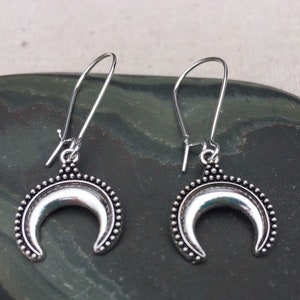 Crescent Moon Double Horn Dangly Charm Earrings in Gift Bag
