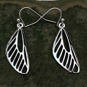 Butterfly Earrings - Silver Wing Earrings - Butterfly Wing Earrings - Wing Dangle Earrings - Insect Wing Earrings - Nature Earrings