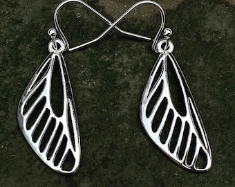 Butterfly Earrings - Silver Wing Earrings - Butterfly Wing Earrings - Wing Dangle Earrings - Insect Wing Earrings - Nature Earrings