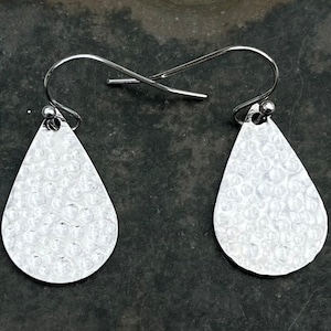 Hammered Drop Earrings - Teardrop Dangle Earrings - Modern Dangle Earrings - Silver Hammered Earrings - Minimalist Silver Earrings
