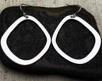 Modern Dangle Earrings - Minimalist Silver Earrings - Geometric Drop Earrings - Big Modern Earrings - Silver Statement Earrings