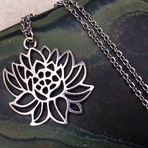 Lotus Flower Necklace - Wildflower Necklace - Silver Flower Necklace - Lotus Flower Jewelry - Gifts For Her - Flower Jewelry Gifts