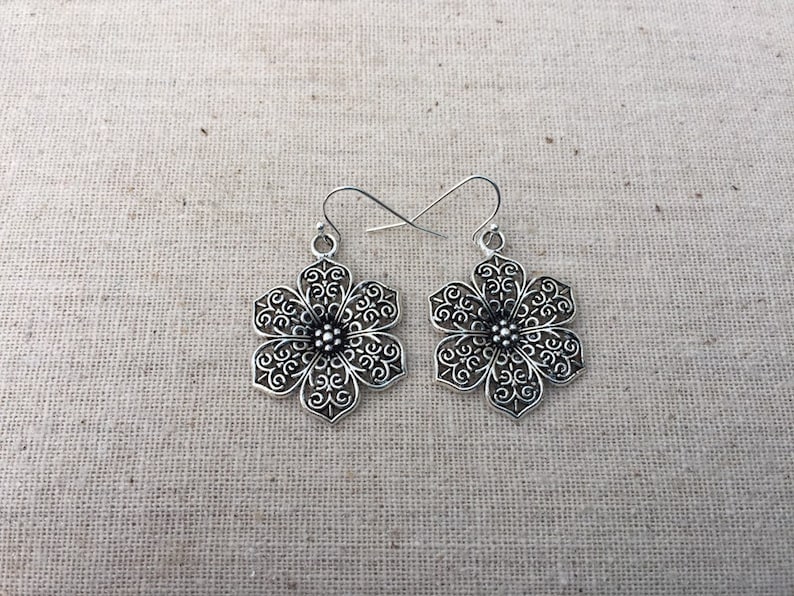 SALE Big Flower Earrings Flower Jewelry Gifts Floral Filigree Earrings Flower Statement Earrings Filigree Flower Jewelry image 10