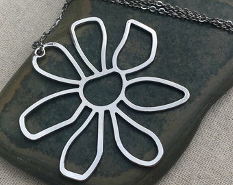 SALE - Huge Flower Necklace - Flower Statement Necklace - Large Flower Necklace - Modern Flower Necklace - Big Flower Jewelry - Flower Gifts