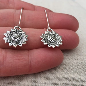 SALE Dangle Sunflower Earrings Silver Sunflower Earrings Sunflower Drop Earrings Sunflower Jewelry Gifts image 6