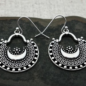 Boho Silver Earrings - Silver Dangle Earrings - Bohemian Drop Earrings - Silver  - Ethnic Silver Earrings - Boho JewelryGifts For Her