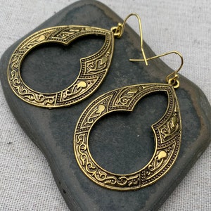 SALE Gold Ethnic Earrings Gold Boho Earrings Large Gold Earrings Gold Moroccan Earrings Gold Hoop Earrings Bohemian Hoops image 4