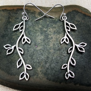 Long Branch Earrings - Silver Branch Earrings - Long Leaf Earrings - Twig Earrings - Tree Earrings - Nature Earrings - Gifts For Her