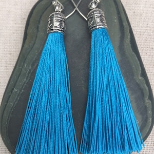 Sky Blue Tassel Earrings - Sky Blue  - Unique Blue Earrings - Long Blue Earrings - Turquoise Dangle Earrings -  Gifts For Her