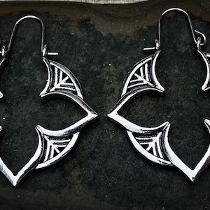 Art Deco Hoops - Flower Hoop Earrings - Moroccan Hoop Earrings - Vintage Silver Hoops - Bohemian Hoops - Boho Hoops - Art Nouveau Hoops