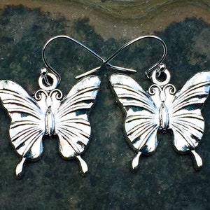 Silver Butterfly Earrings - Butterfly Dangle Earrings - Butterfly  - Silver Butterfly Jewelry - Monarch Earrings -  Gifts For Her