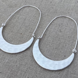 SALE Hammered Hoop Earrings Minimalist Hoop Earrings Modern Hoop Earrings Silver Hoop Earrings Crescent Hoop Earrings image 6