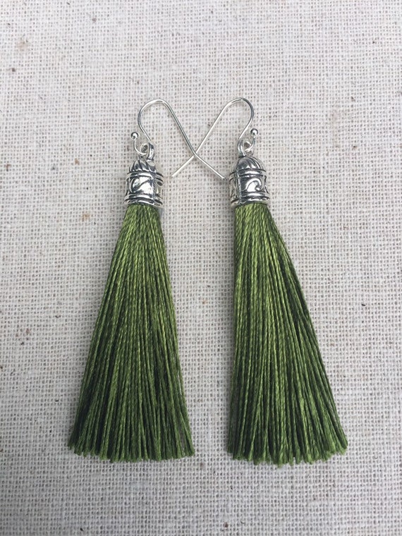 Buy Green Pearl Tassel Earrings » Handmade Jewellery Ireland