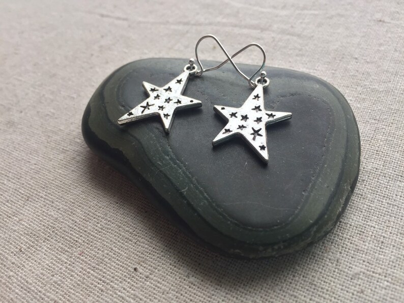 SALE Silver Star Earrings Celestial Earrings Big Star Earrings Star Jewelry Gifts Celestial Jewelry Unique Star Earrings image 6