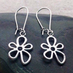 SALE - Whimsical Flower Earrings - Dainty Flower Earrings - Silver Dangle Earrings - Botanical Jewelry Gifts - Unique Flower Jewelry