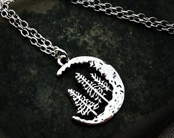 Mystische Mond Halskette - Magische Wald Halskette - Boho Natur Halskette - Halbmond Halskette - Himmlische Halskette - Mond Schmuck Geschenke