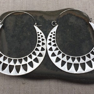 SALE - Modern Hoop Earrings - Geometric Hoop Earrings - Large Mod Silver Hoops - Statement Hoop Earrings - Big Modern Geometric Earrings