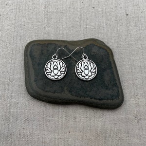 SALE Lotus Flower Earrings Lotus Dangle Earrings Lotus Drop Earrings Silver Flower Earrings Lotus Flower Jewelry Yoga Jewelry image 8